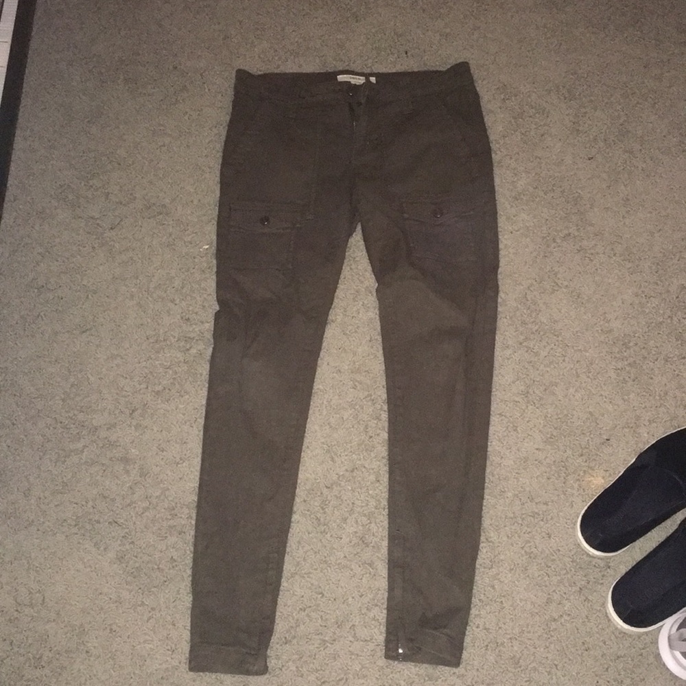 green skinny cargo-ish pants